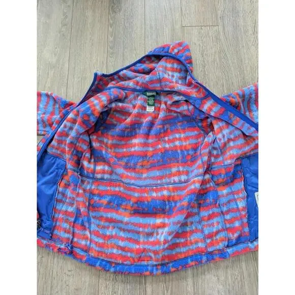 LL Bean Kids  L Mountain Classic Fleece Jacket Medium Boys Full Zip Blue Red - Picture 11 of 11